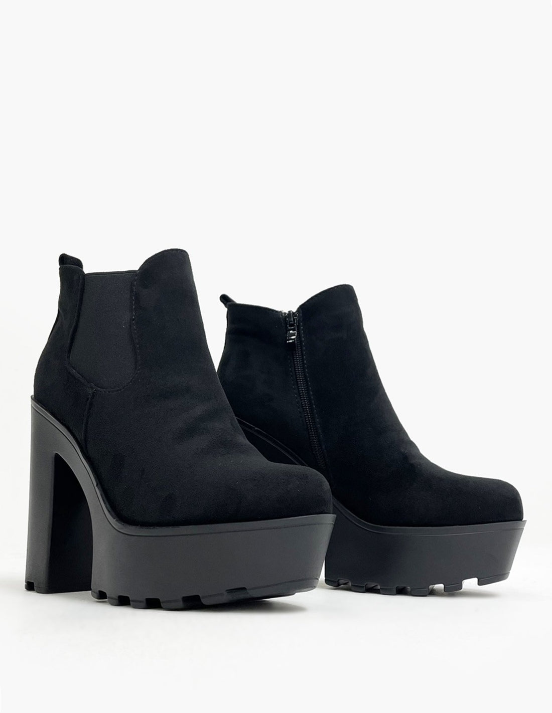 Botas Antelina Negras de Plataforma y Tacón Alto para Mujer