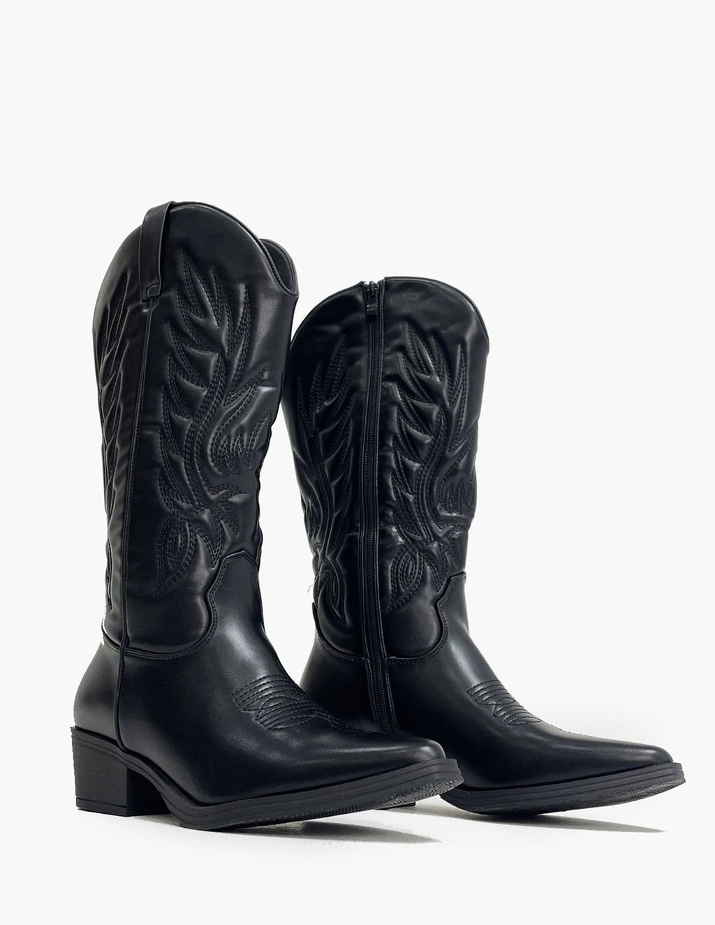 Botas Negras con Tacón - Estilo Cowboy Mujer