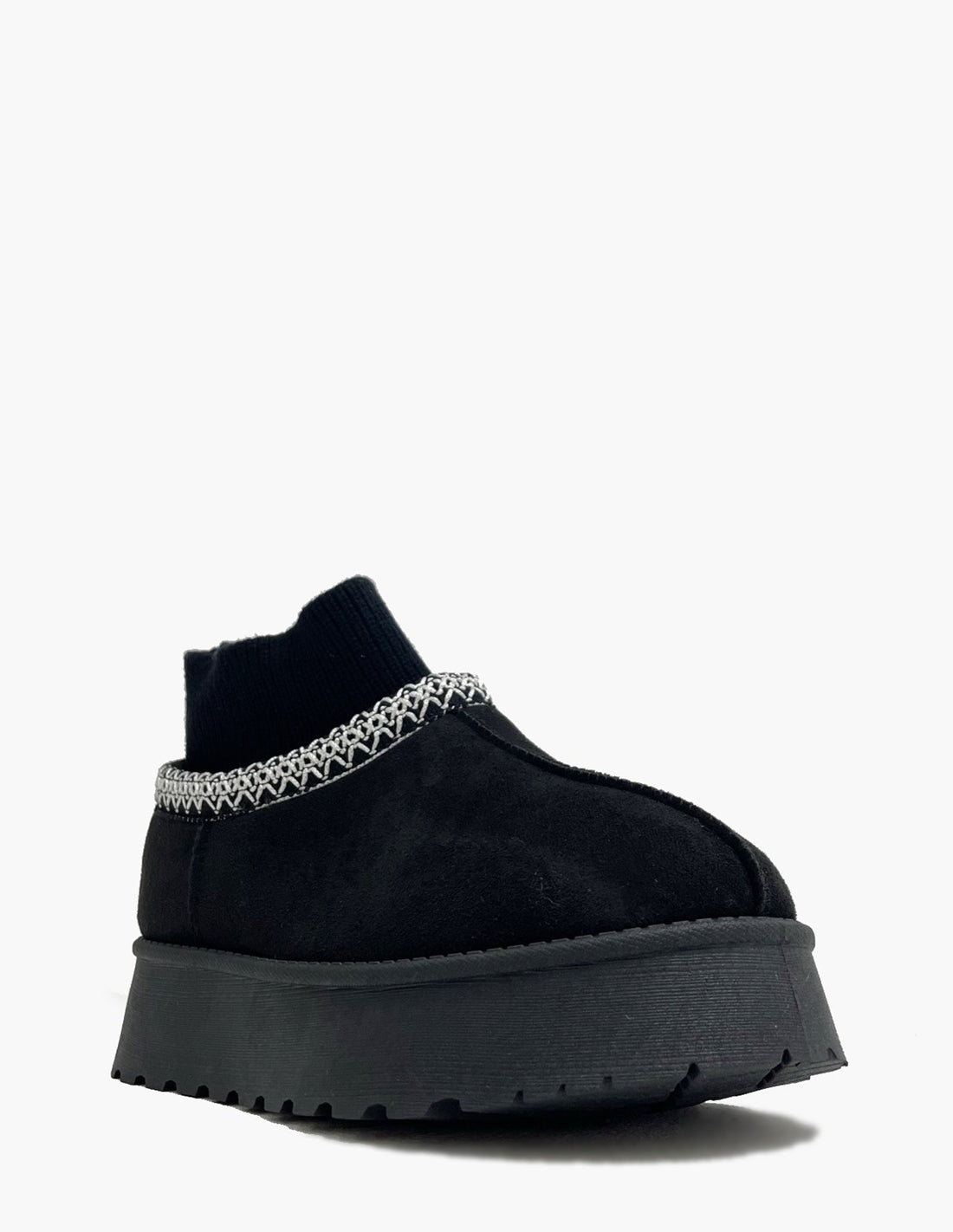 Botas negras - Cuello de punto y plataforma