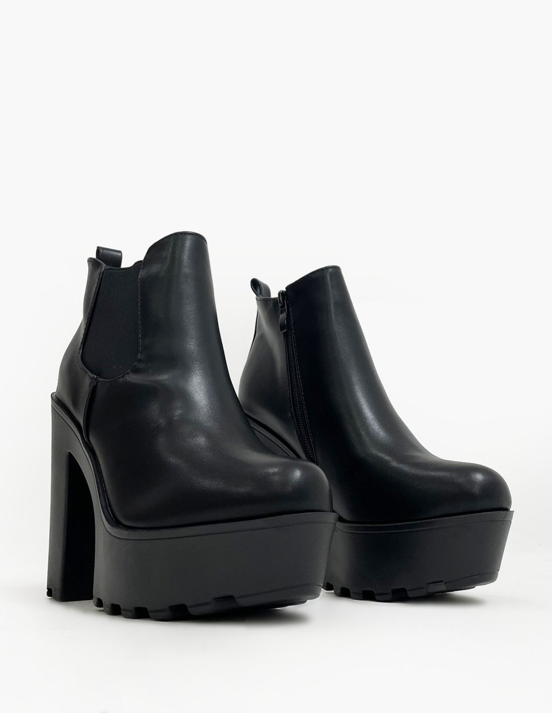 Botas polipiel Negras de Plataforma y Tacón Alto para Mujer