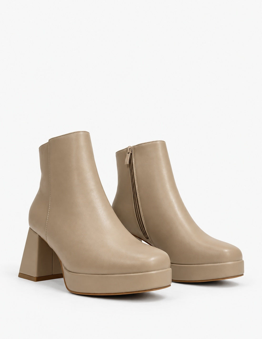Botines Kaki de Tacón Ancho y Plataforma | Mujer