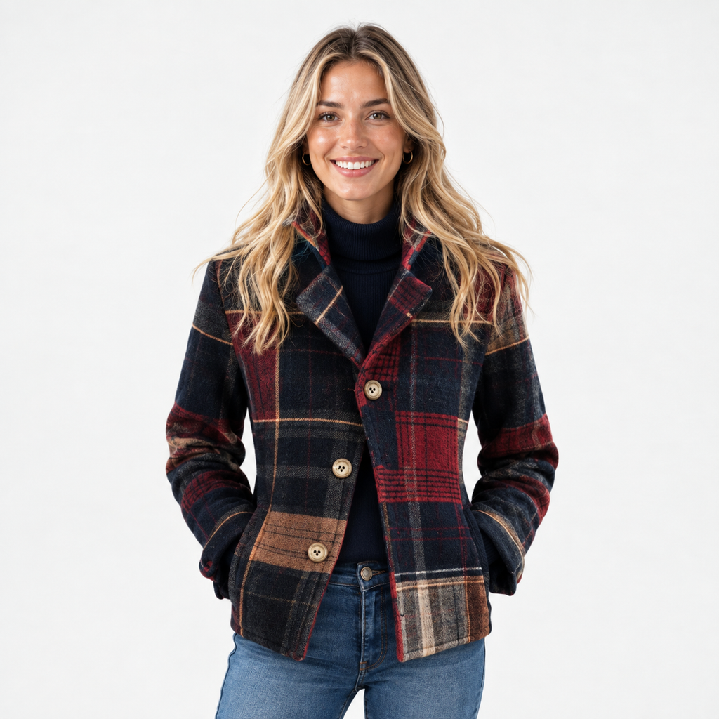 Noella™ | Chaqueta Clásica de Lana a Cuadros