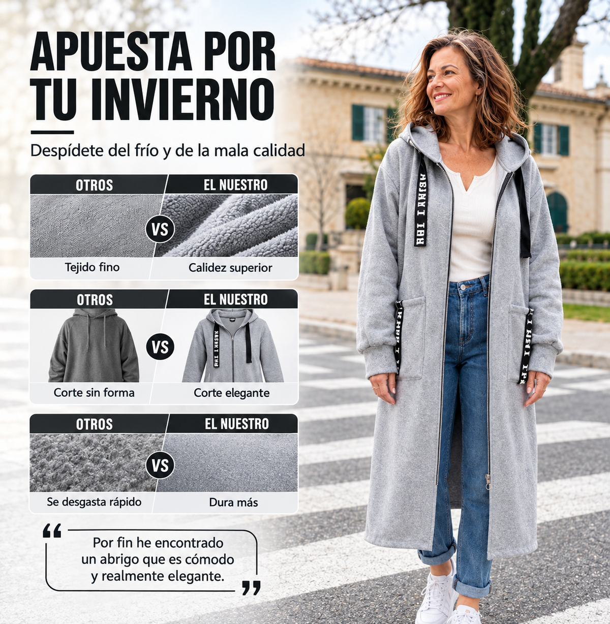 Abrigo sudadera oversize con capucha para mujer