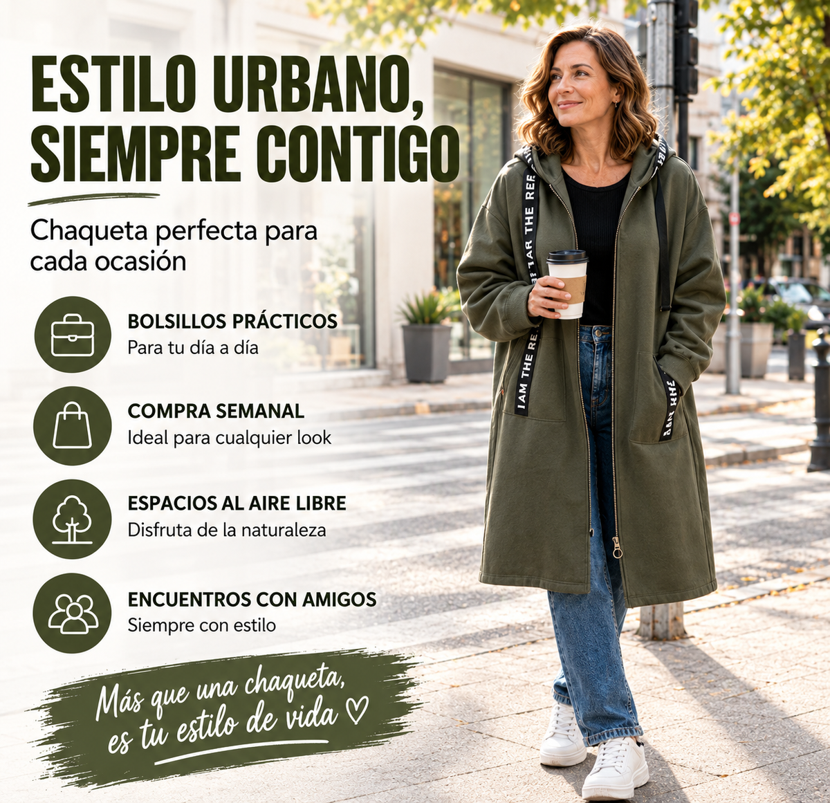 Abrigo sudadera oversize con capucha para mujer