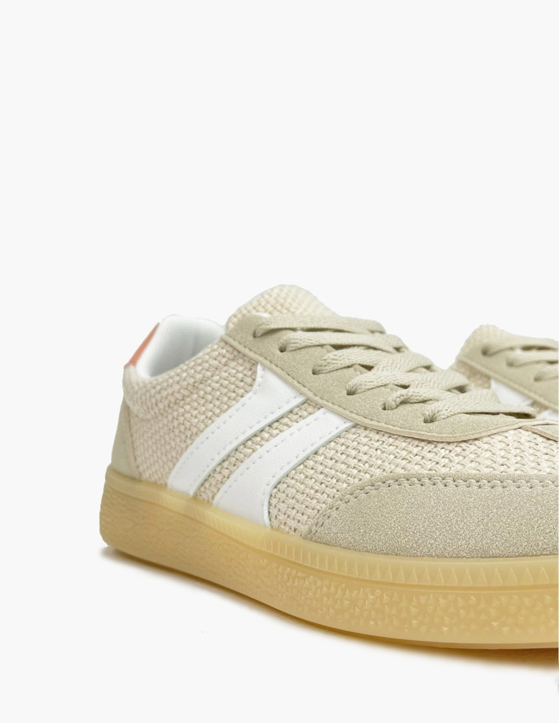 Deportiva de lona blanco y beige