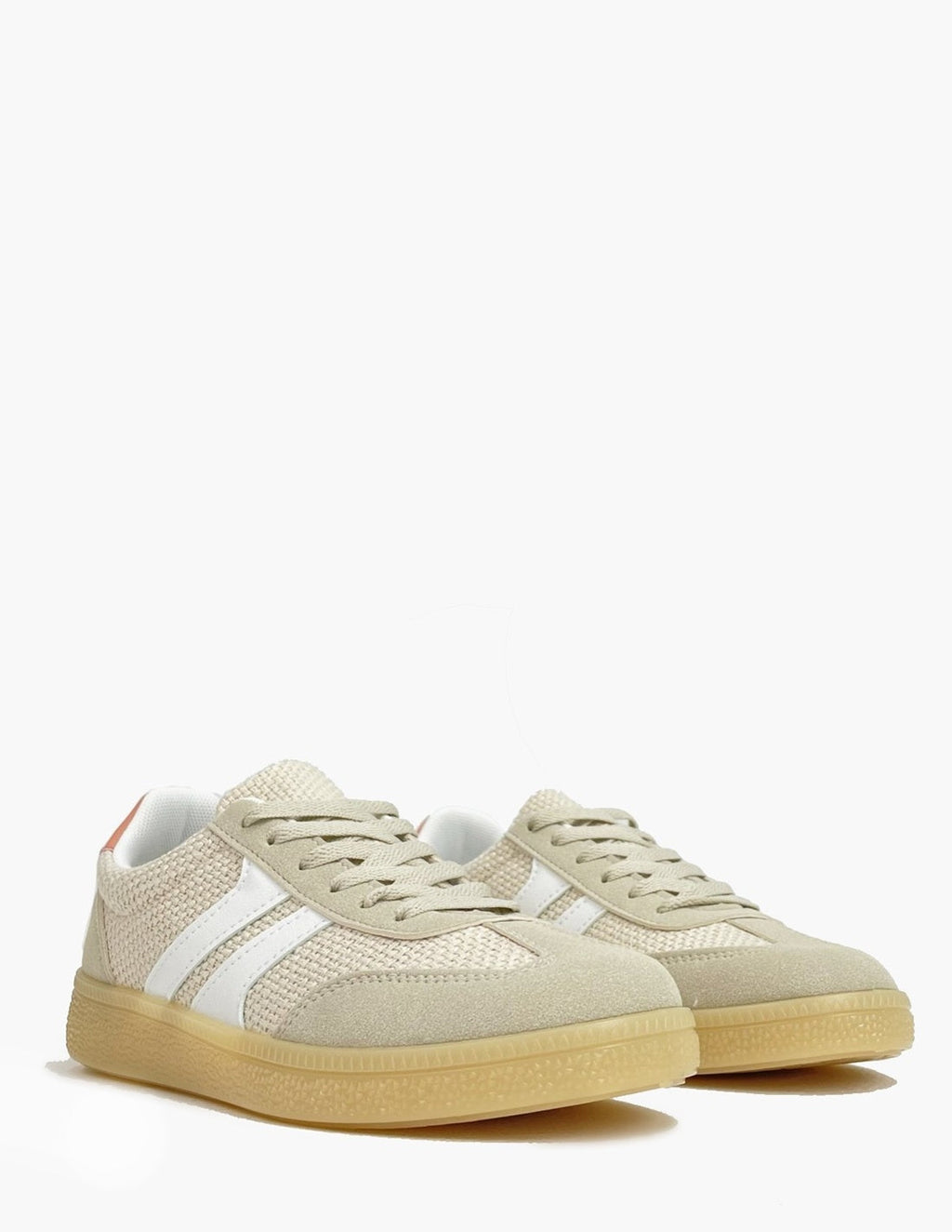 Deportiva de lona blanco y beige