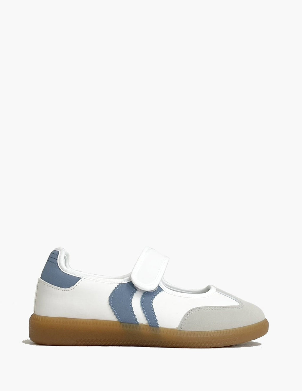 Deportivas Bailarinas Blancas y Azules con velcro