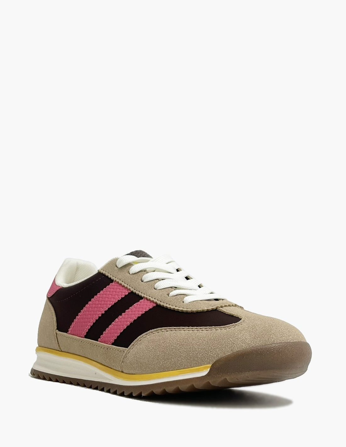 Deportivas Beige y Marrón Mujer - Detalles Rosas