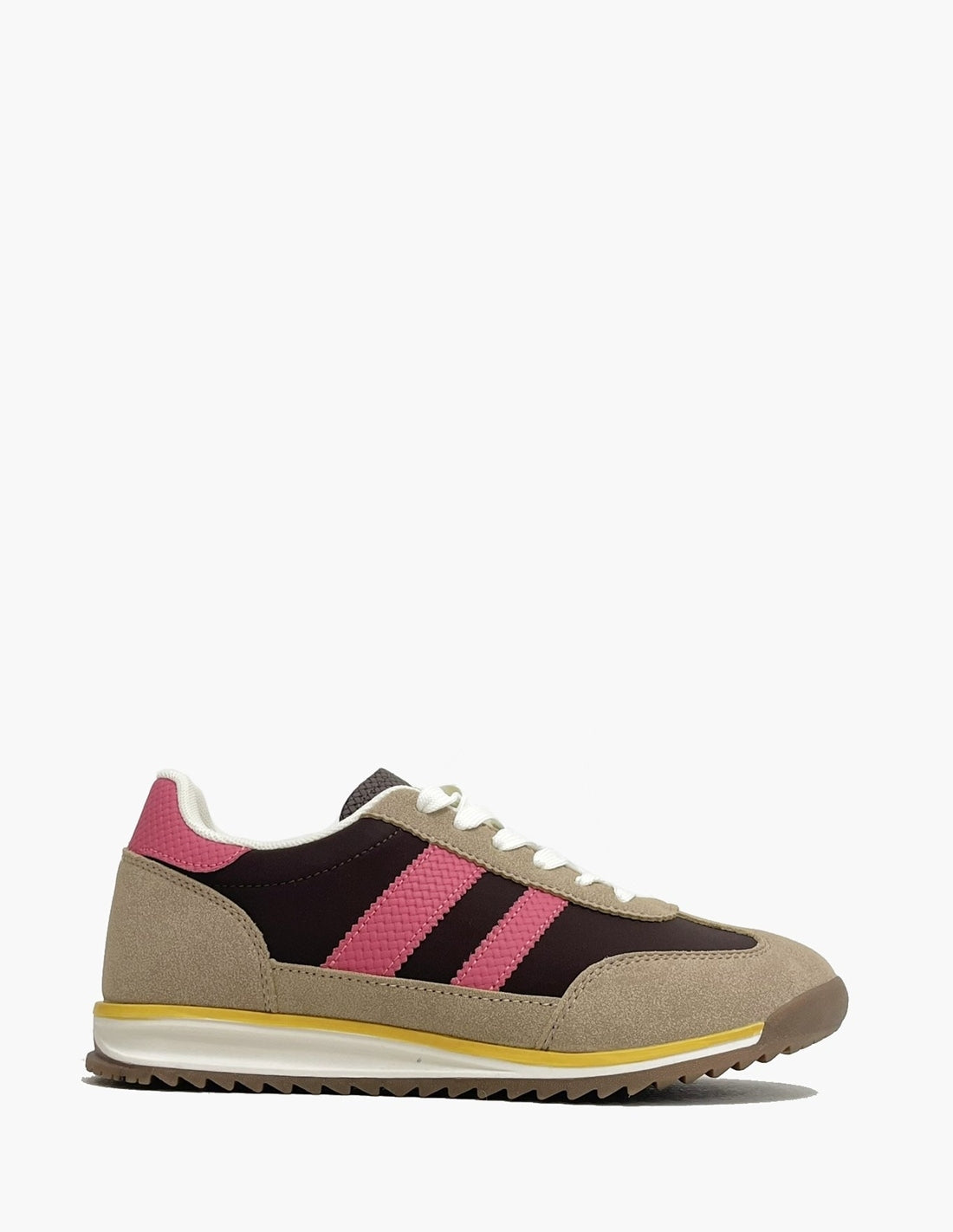 Deportivas Beige y Marrón Mujer - Detalles Rosas
