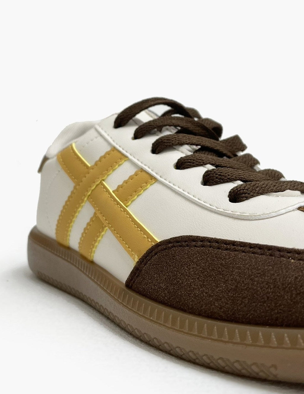 Deportivas retro marrones - Amarillo Mujer
