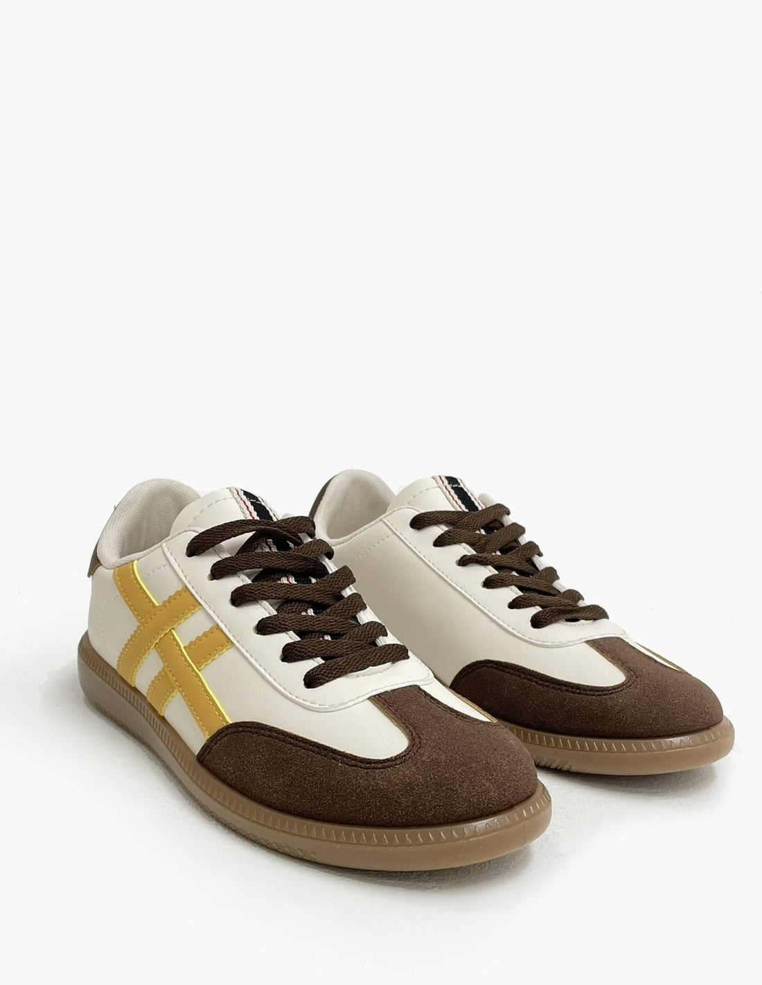 Deportivas retro marrones - Amarillo Mujer