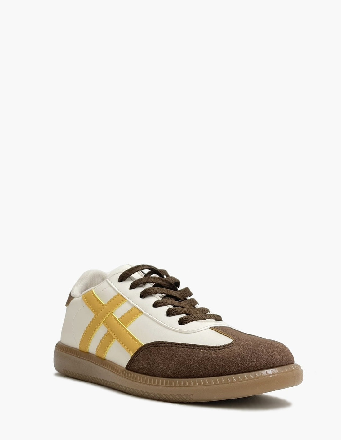 Deportivas retro marrones - Amarillo Mujer