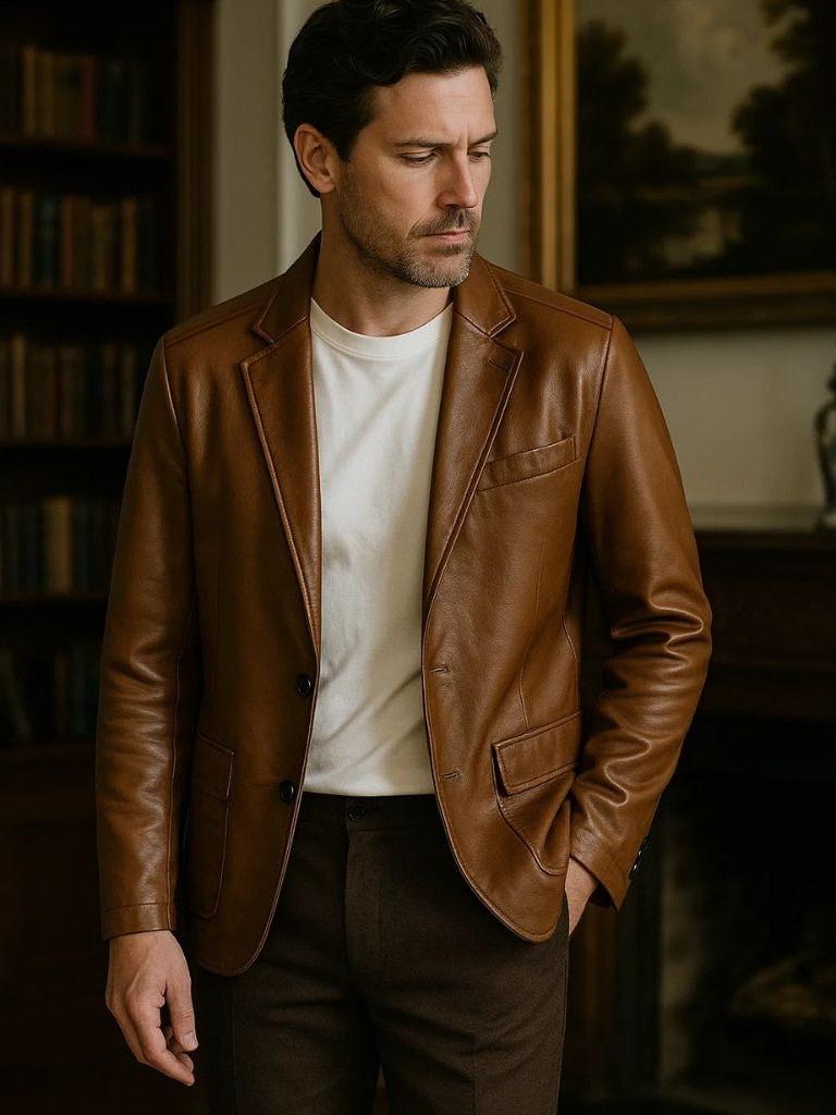 Jonas™ | Chaqueta de cuero color caramelo