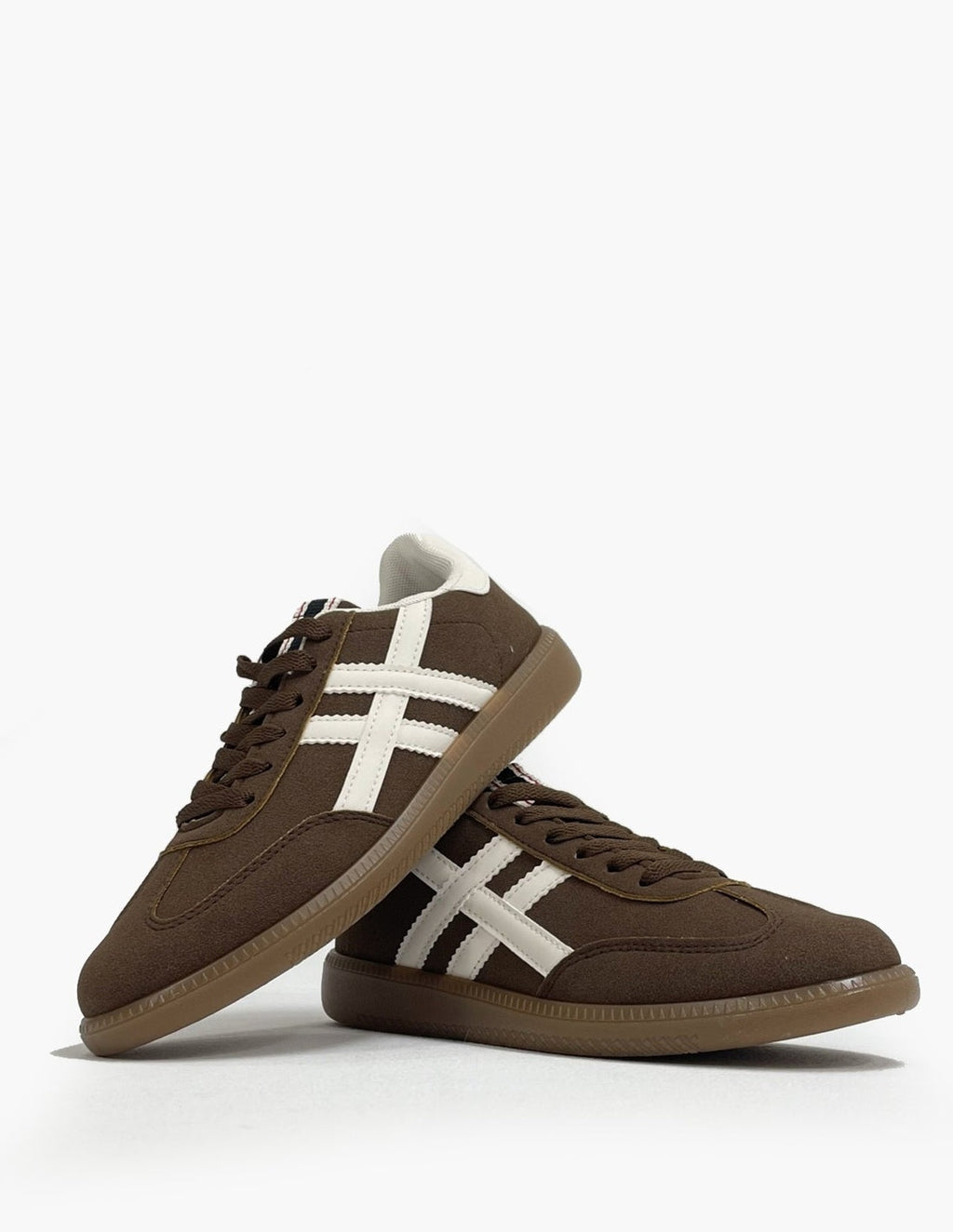 Zapatillas Deportivas Mujer Marrones Rayas Blancas