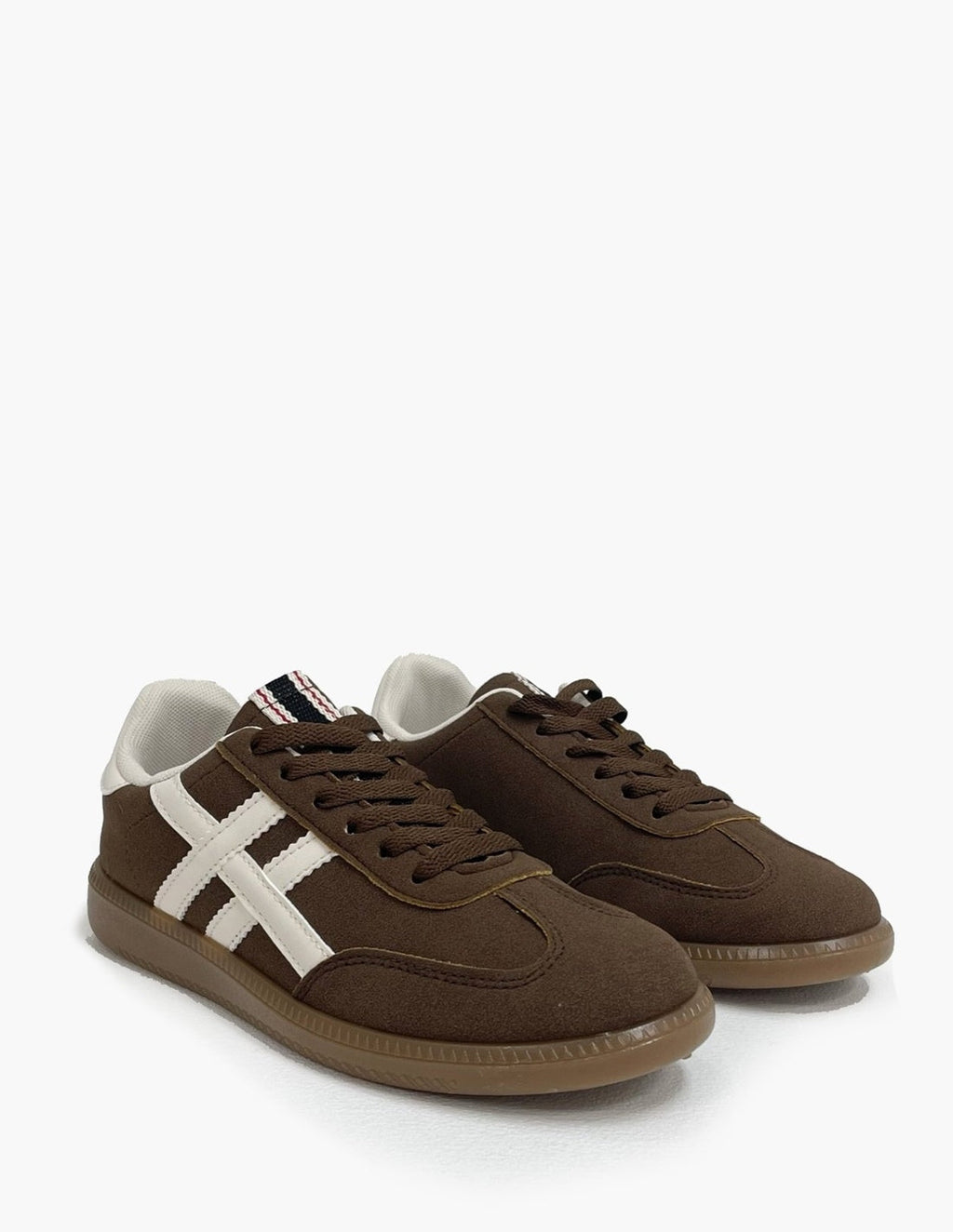 Zapatillas Deportivas Mujer Marrones Rayas Blancas