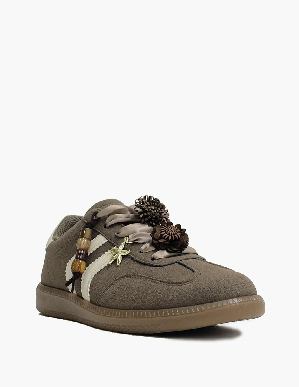 Zapatillas Marrón suave con Abalorios