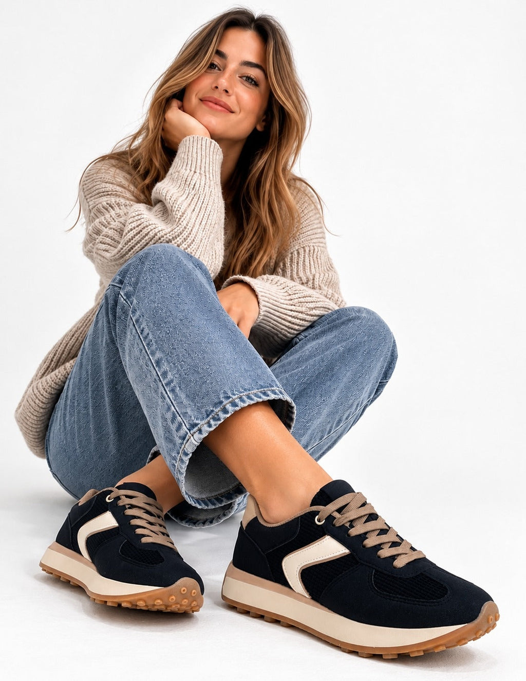 Zapatillas Negras Mujer Efecto Piel Napa