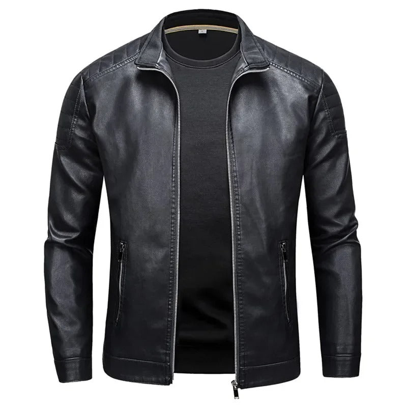 Francisco™ | Chaleco de cuero con cuello stand