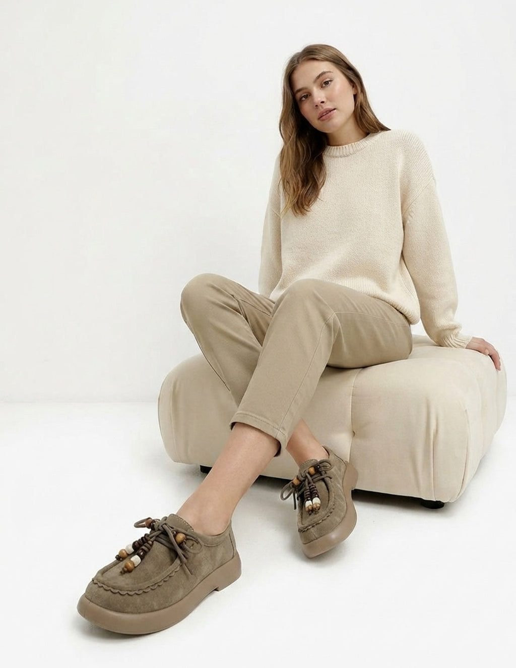 Zapato Plano Kaki Mujer - Mocasines